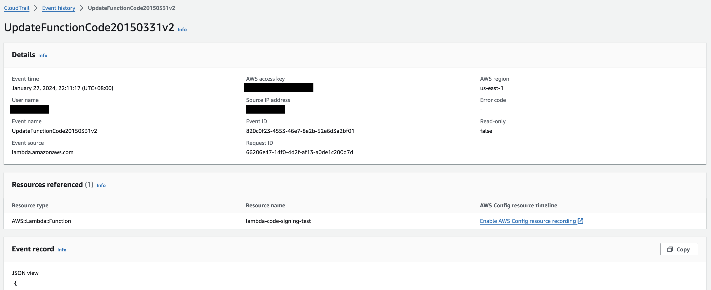 lambda update unsigned code