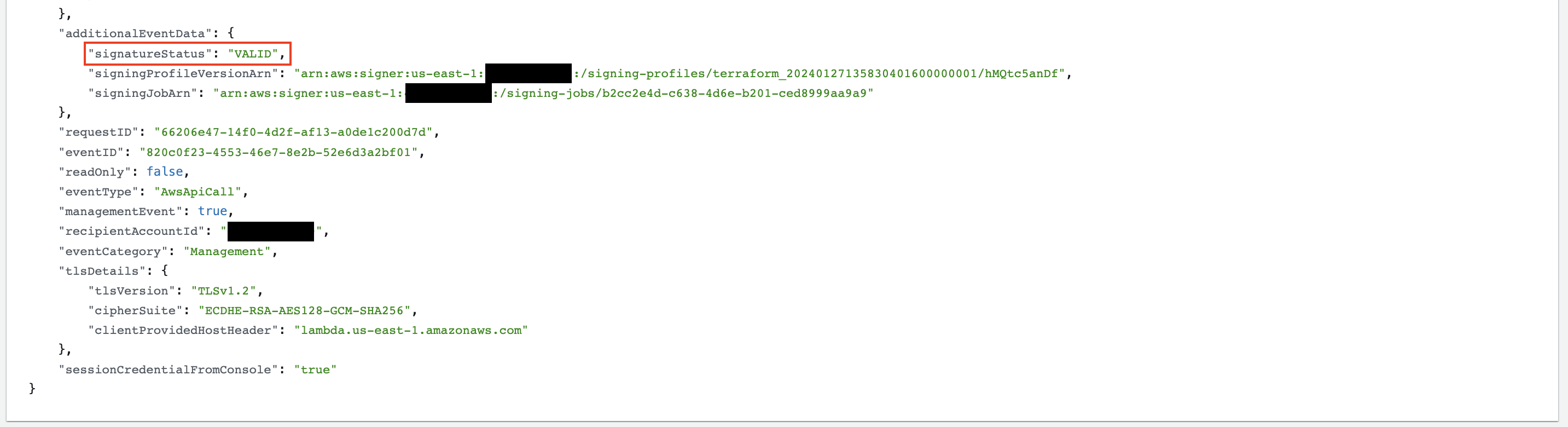 lambda update unsigned code