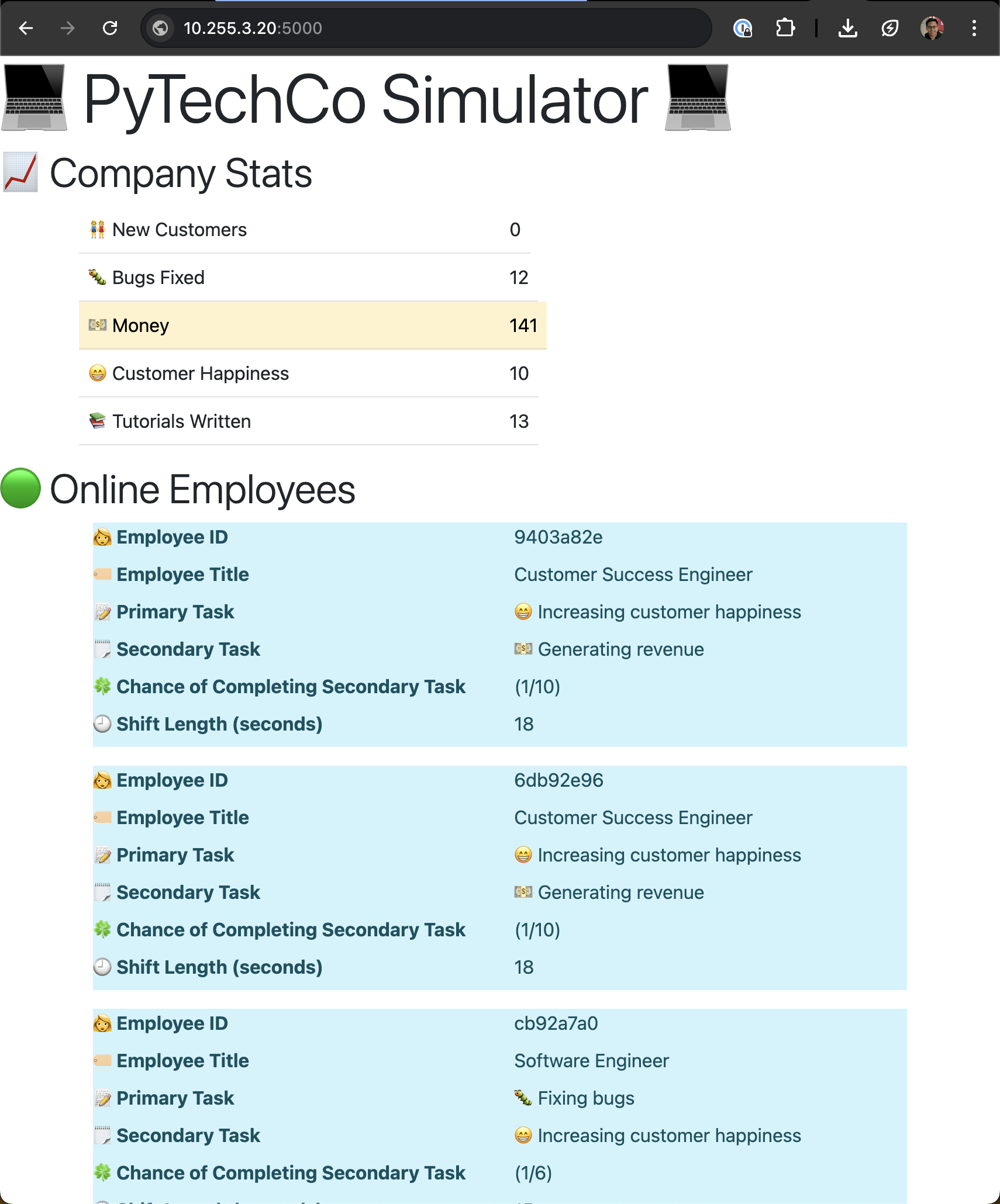 pytechco-web site with updated data