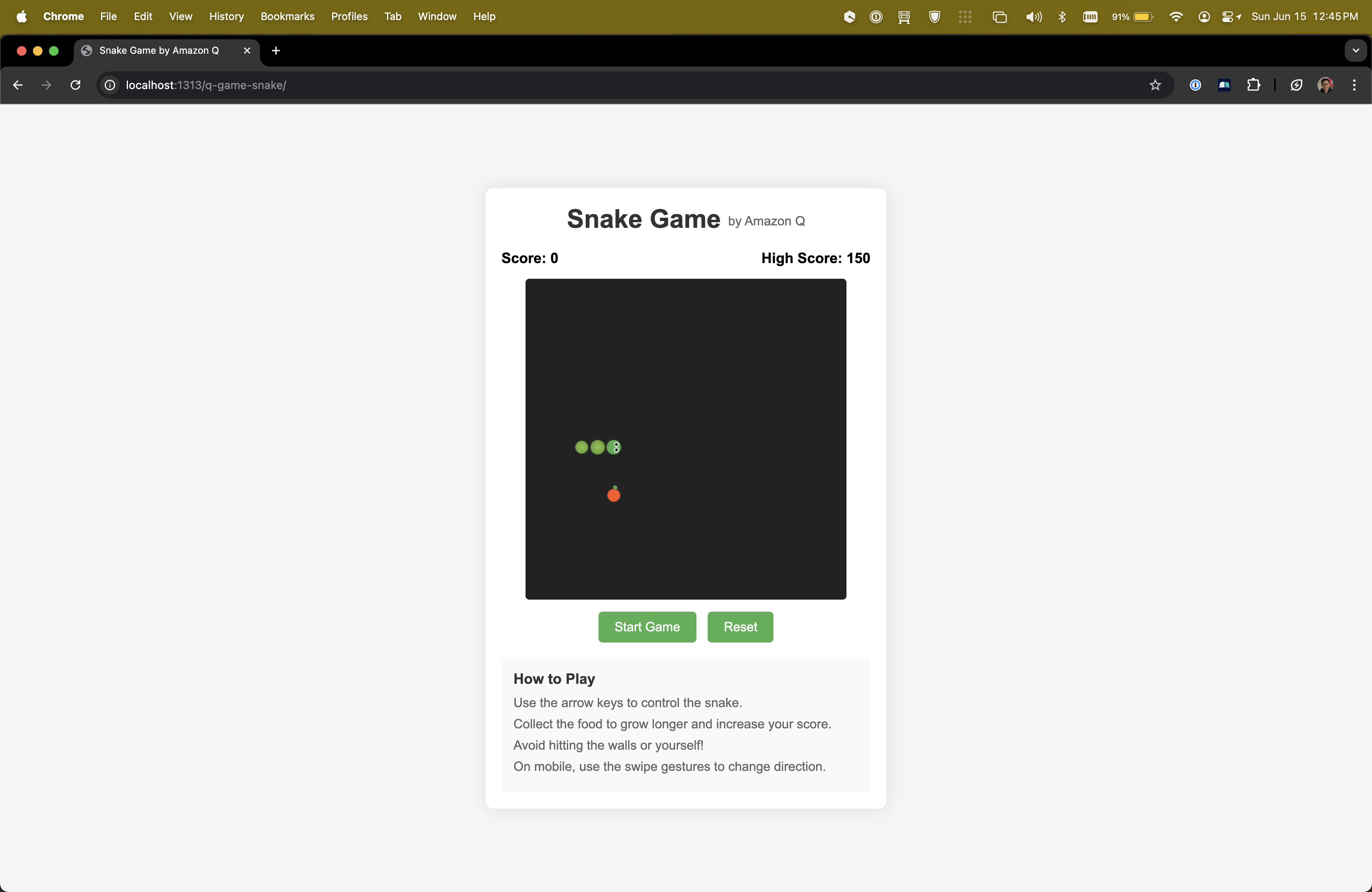 First version of the snake game