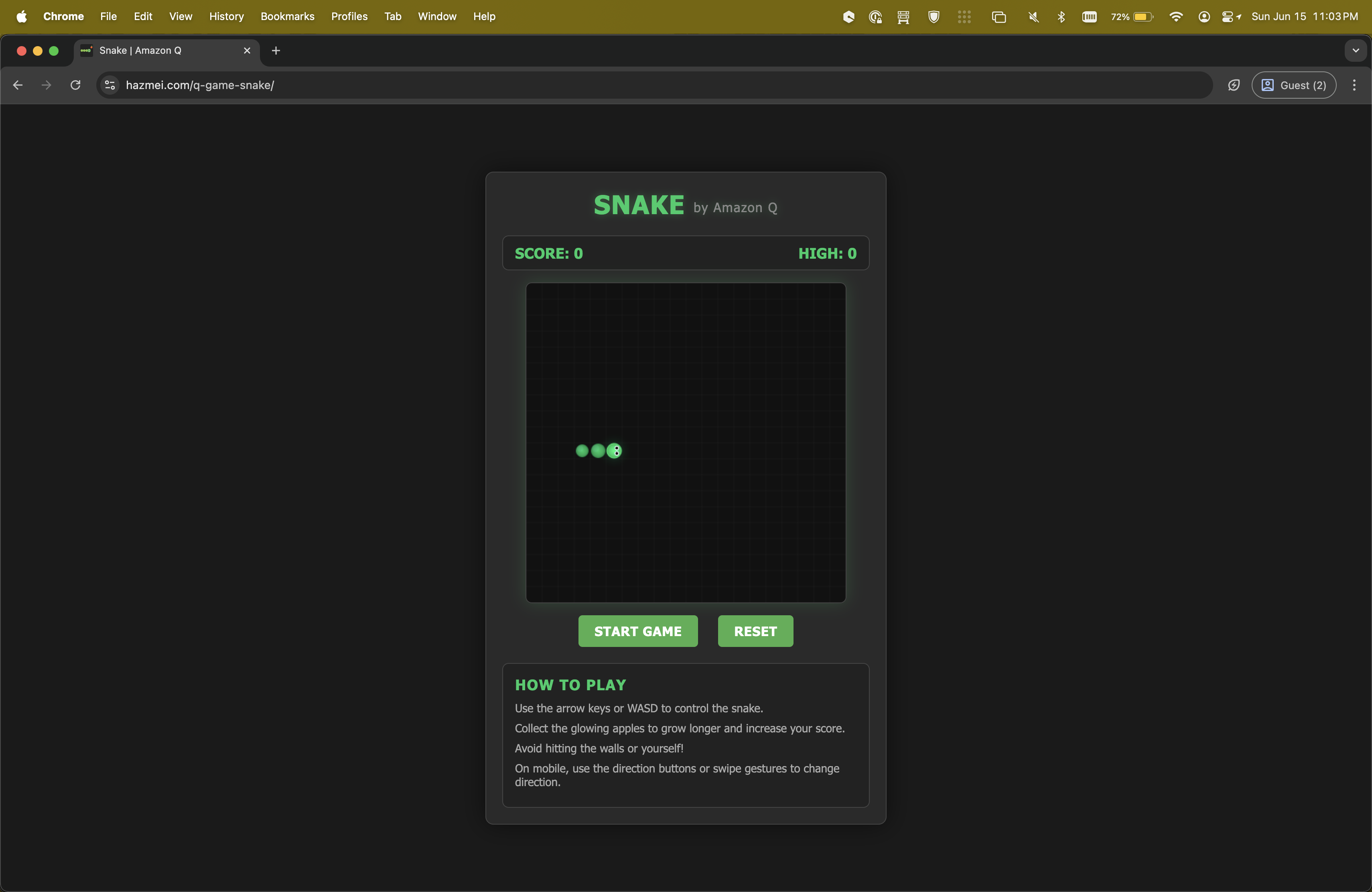 Final version of the snake game
